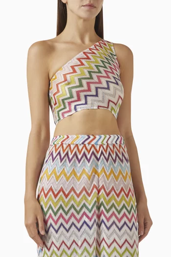 One-shoulder Crop Top in Viscose-knit