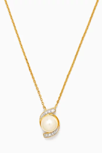 Kiku Cadeau Pearl Necklace in 18kt Yellow Gold
