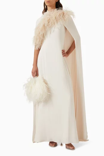 Frost Fur-trim Cape Maxi Dress