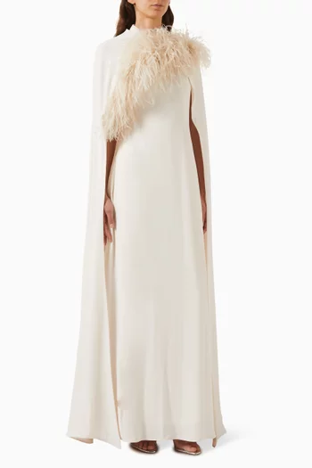 Frost Fur-trim Cape Maxi Dress