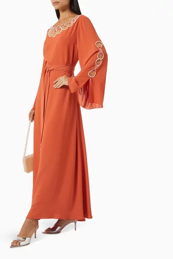 Bead-embellished Belted Kaftan