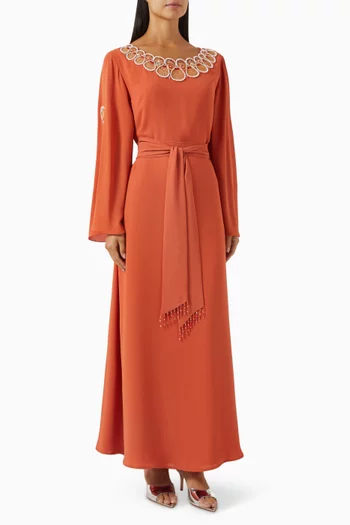 Bead-embellished Belted Kaftan