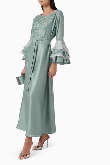 Bead-embellished Belted Kaftan