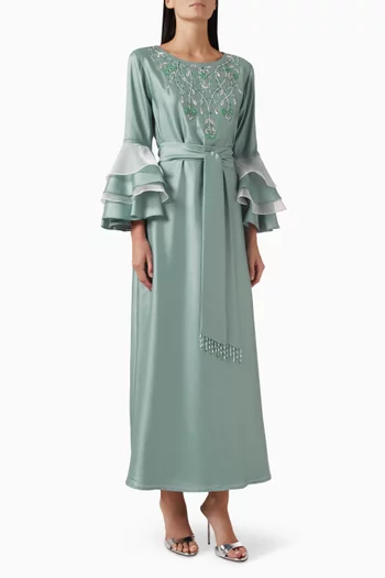 Bead-embellished Belted Kaftan