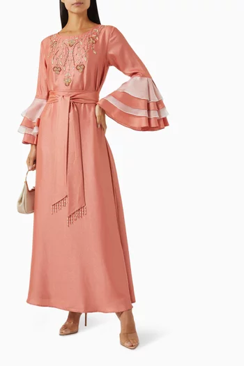 Bead-embellished Belted Kaftan