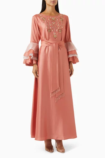 Bead-embellished Belted Kaftan