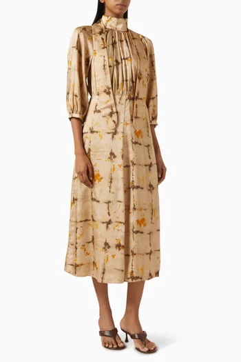 Scarf-neck Printed Dress