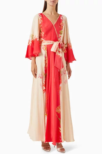 Printed Maxi Dress in Crepe