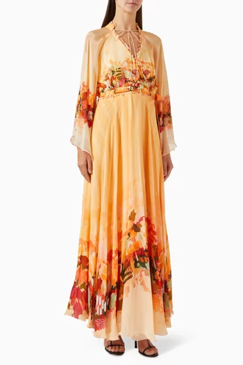 Printed Maxi Dress in Chiffon