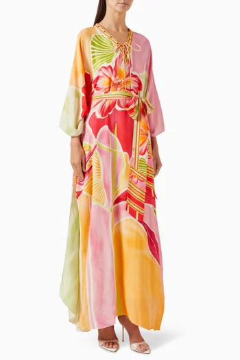 Floral-print Belted Maxi Dress