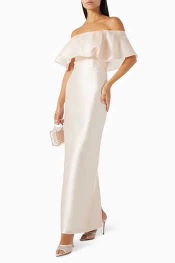Sol Off-shoulder Dress in Organza & Taffeta