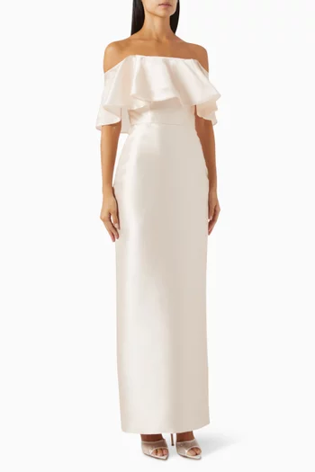 Sol Off-shoulder Dress in Organza & Taffeta