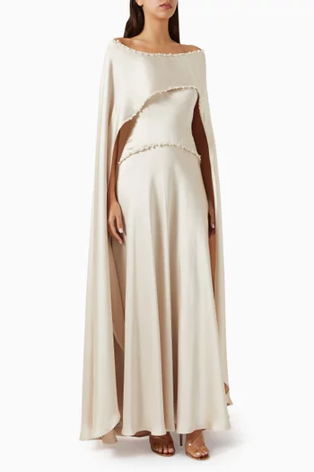 Wave Pearl-embellished Dress in Crepe-satin