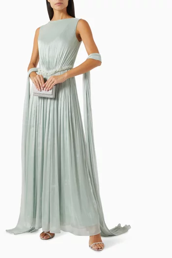 Seaglass Embellished Dress in Organza-silk