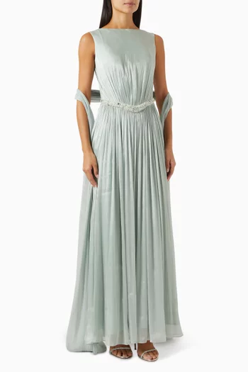Seaglass Embellished Dress in Organza-silk