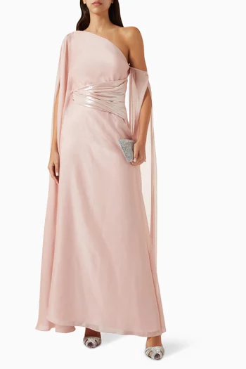Mirage One-shoulder Dress in Chiffon-satin