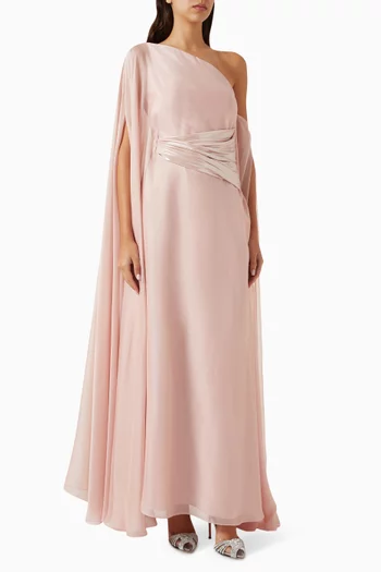 Mirage One-shoulder Dress in Chiffon-satin