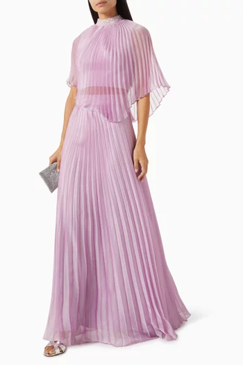 Drizzle Cape Top & Skirt Set in Satin-chiffon