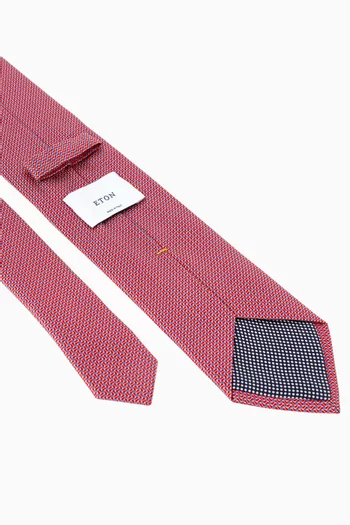 Geometric-print Tie in Woven-silk