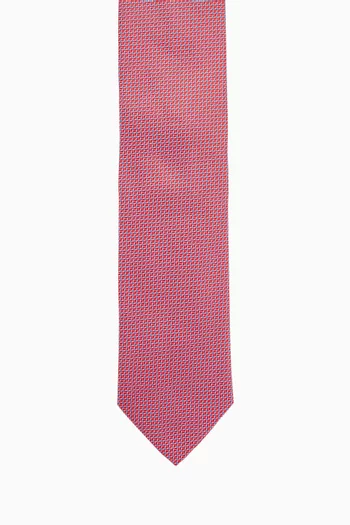 Geometric-print Tie in Woven-silk