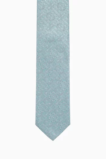 Medallion-print Tie in Woven Silk