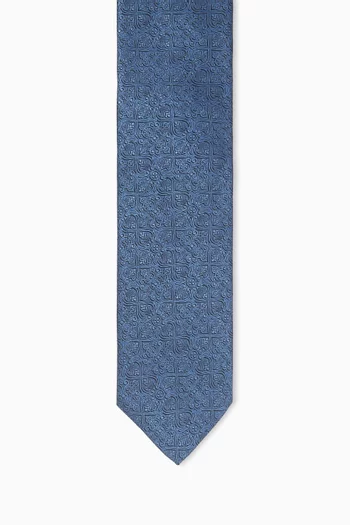Medallion-print Tie in Woven Silk