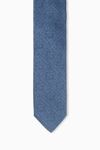 Medallion-print Tie in Woven Silk