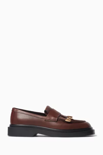 Tassel Embellished Loafers in Leather