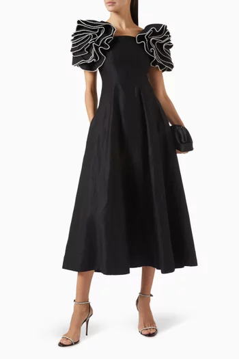 Twyla Flower-sleeve Midi Dress