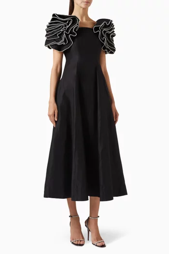 Twyla Flower-sleeve Midi Dress