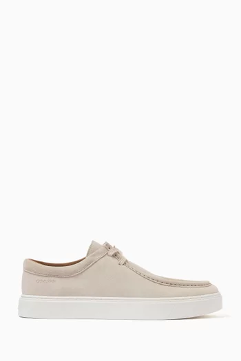 Hybrid Apron Toe Lace-Up Shoes in Suede Leather
