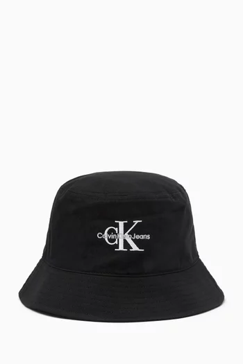 Mono Logo Bucket Hat in Cotton-twill
