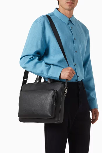 Slim Briefcase in Faux Leather