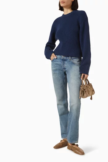 بنطال جينز بقصة ضيقة وخصر منخفض دينم