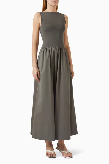 Bateau Cut-out Maxi Dress in Viscose Blend