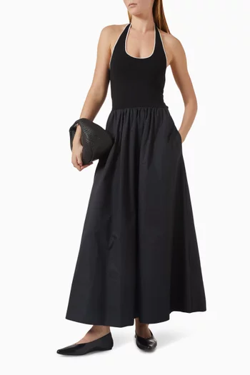Gathered Halterneck Dress in Viscose Blend