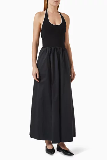 Gathered Halterneck Dress in Viscose Blend
