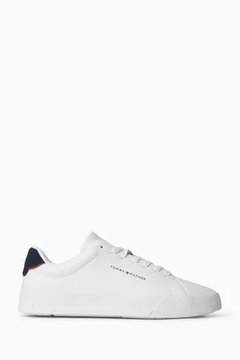 Pebble Grain Court Sneakers in Leather