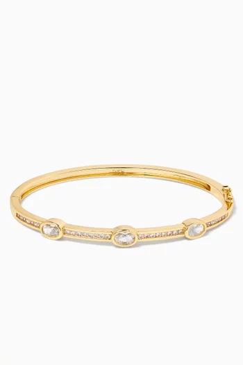 Oval-cut CZ Bangle in Gold-plated Brass