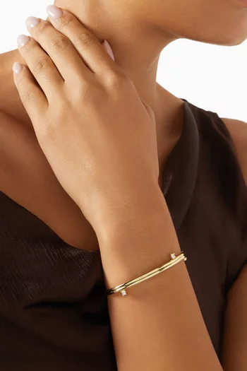 CZ Up Down Round Bangle in Gold-plated Brass