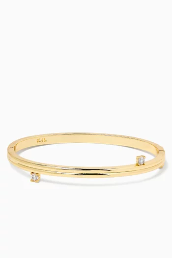 CZ Up Down Round Bangle in Gold-plated Brass