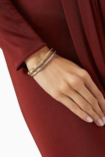 طقم أساور مرصعة بأحجار زركونيا مستطيلة نحاس مطلي بلون ذهبي