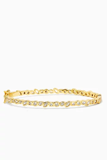 CZ Multi Shape Bangle in Gold-plated Brass