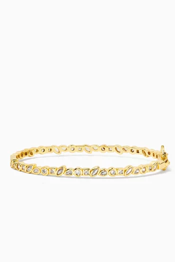 CZ Multi Shape Bangle in Gold-plated Brass