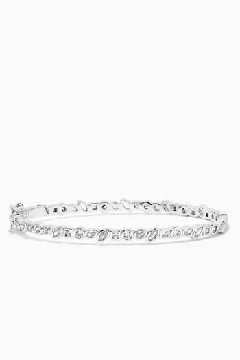 CZ Multi Shape Bangle in Rhodium-plated Brass