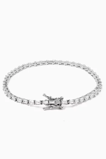 CZ Baguette Tennis Bracelet in Rhodium-plated Brass