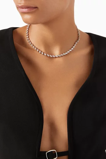 قلادة تنس مرصعة بأحجار زركونيا ماركيز نحاس مطلي روديوم