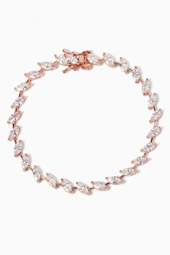 CZ Marquis Tennis Bracelet in Rose-gold Plated Brass