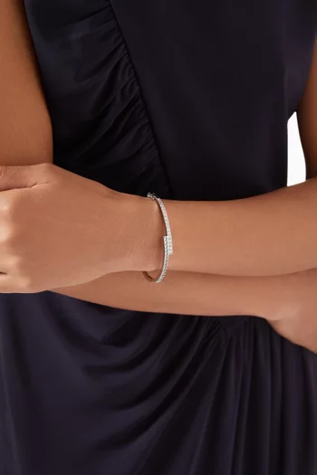 CZ Overlap Hinge Bracelet in Rhodium-plated Brass