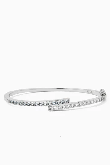 CZ Overlap Hinge Bracelet in Rhodium-plated Brass